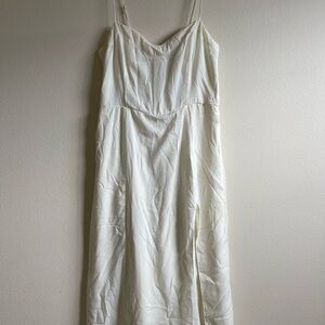 Abercrombie & Fitch Cream Spaghetti Strap side slit midi dress